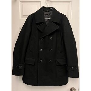 Uniqlo Pea Coat Women XL Notched Double Breasted Wool Blend Lined Outdoor Jacket